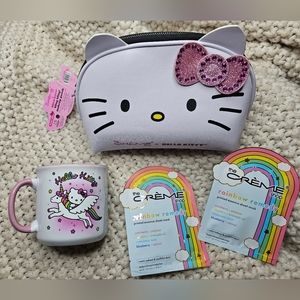 NWT Hello Kitty Bundle Pink Bling Makeup Bag, Unicorn Mug & Beauty Face Masks